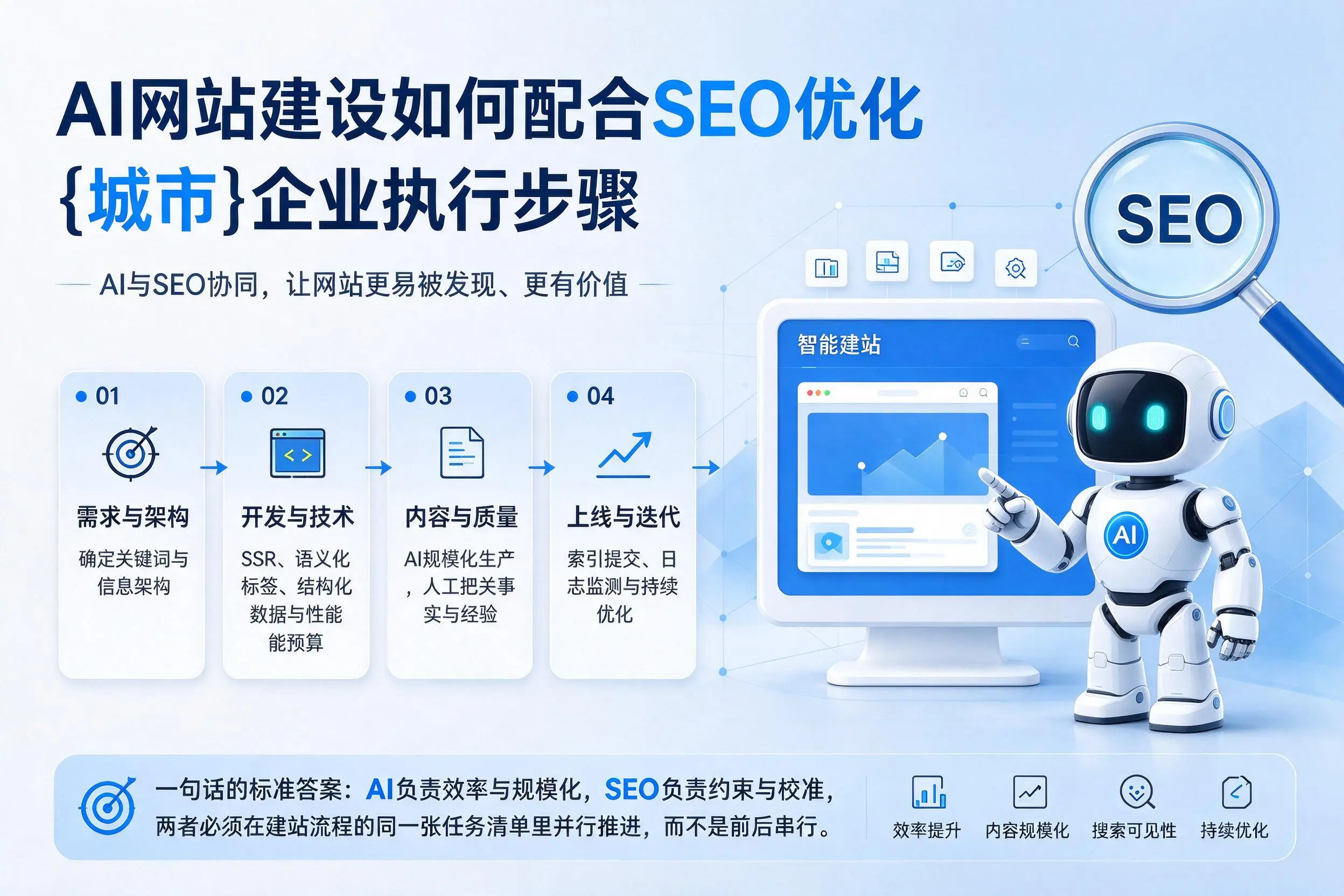 AI网站建设如何配合SEO优化，开封企业执行步骤