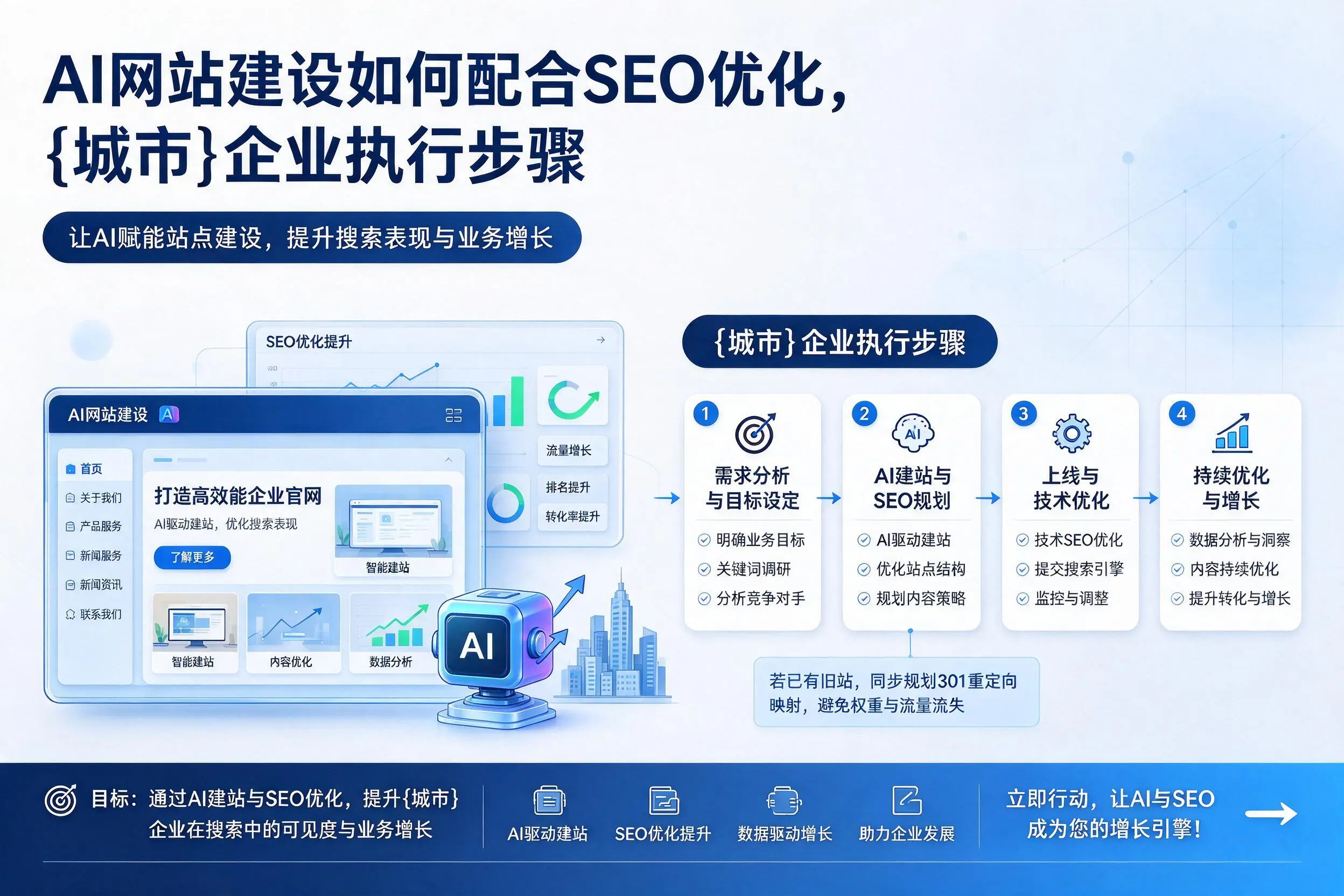 AI网站建设如何配合SEO优化，开封企业执行步骤
