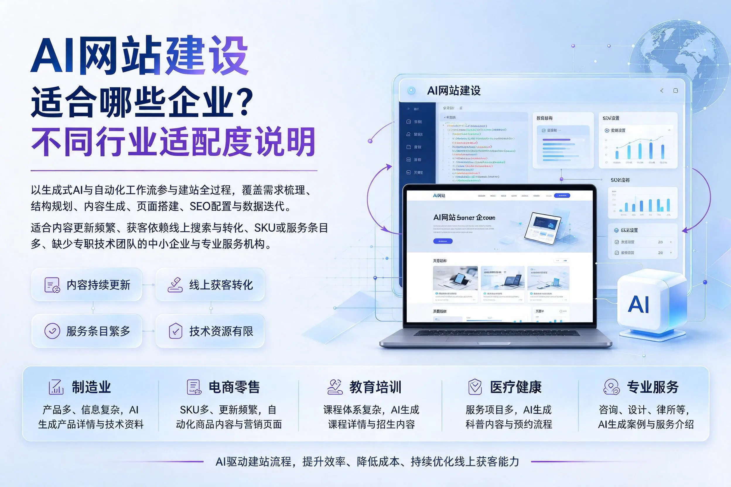 AI网站建设适合哪些企业?开封不同行业适配度说明